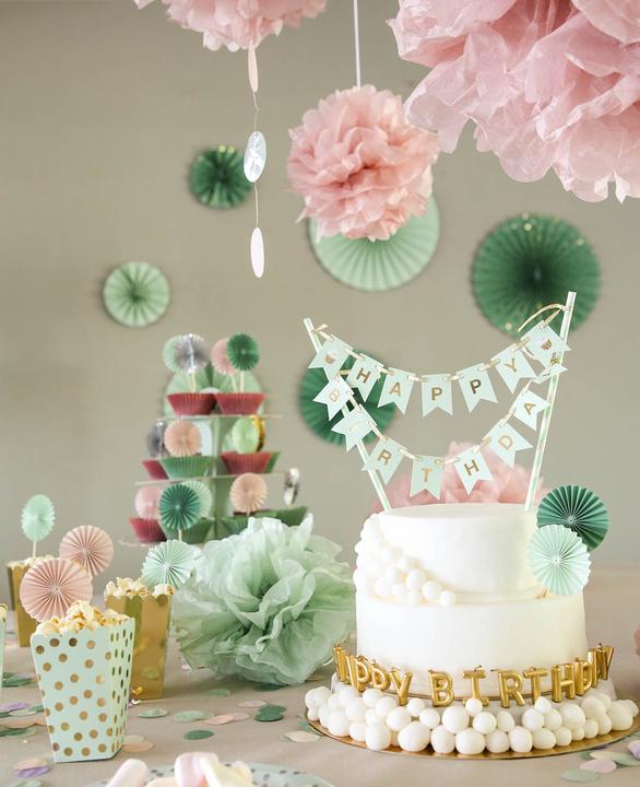 Produktbild I Am Creative Torten Topper Birthday, lachs/silber, 1 Stück