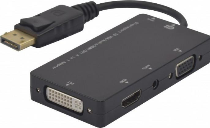 Exertis Connect DisplayPort to HDMI, DVI, VGA Converter Converts DisplayPort to HDMI, DVI or to a VGA signal u (DVI, HDMI, 8 cm)