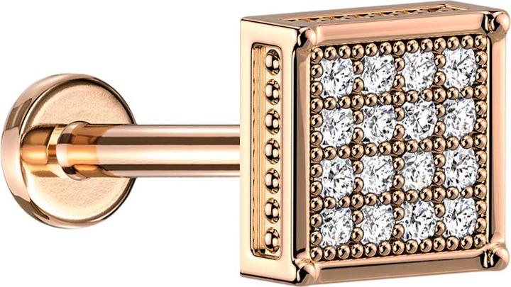 Produktbild Star Piercing Micro Labret Innengewinde rosegold Quadrat mit Kristallen silber (Chirurgenstahl 316L, Messing)