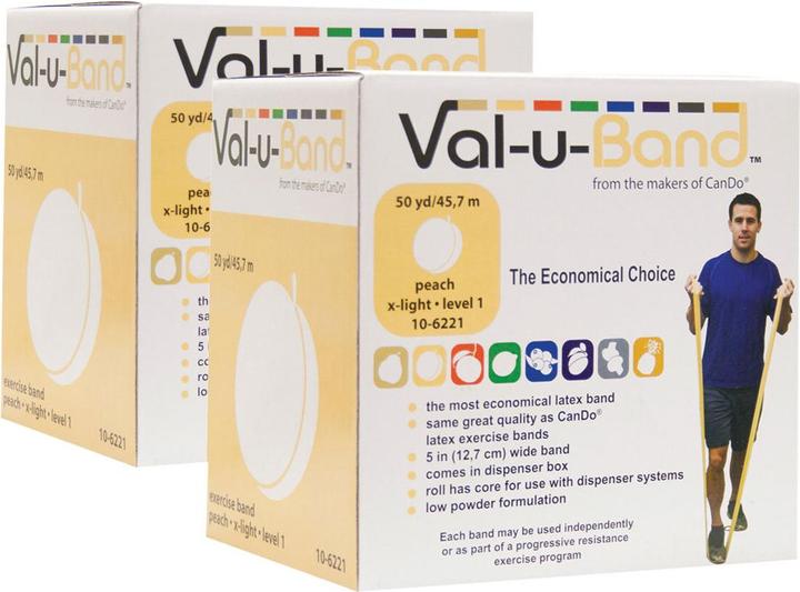 Image du produit Val u Band Bande d'exercice/fitness (poudre extra basse) Jeu de 2 x 45 m, jaune - très léger Couleur : pêche (45 m, Léger)