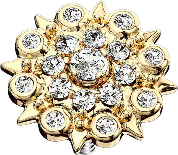 Produktbild Star Piercing Dermal Anchor 14k vergoldet Vintage Blume (Chirurgenstahl 316L, Messing)