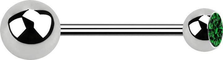 Produktbild Star Piercing Micro Barbell silber mit Kugel und Kugel Kristall grün (Chirurgenstahl 316L, ohne Messing)