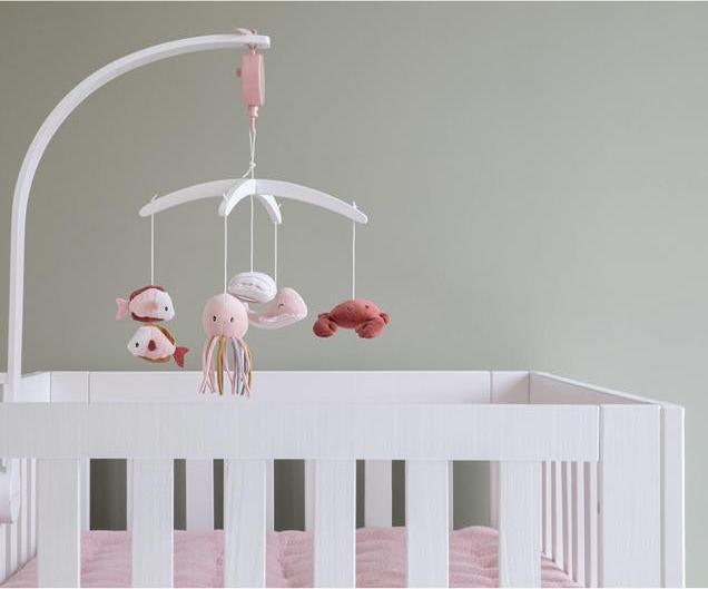 Produktbild Little Dutch Musik-Mobile aus Holz Weiss - Ocean Pink LD4854