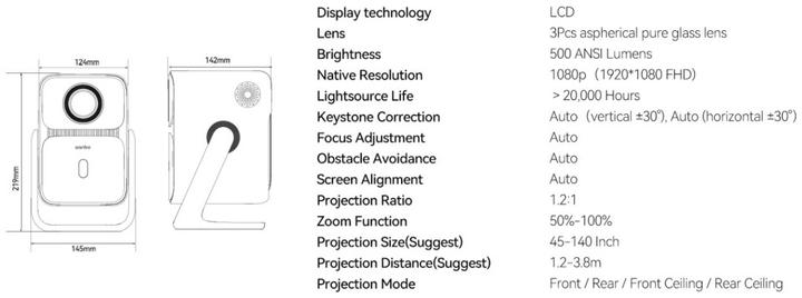 Actual product image Wanbo T2 Ultra (Full HD, 500 lm, 1.2:1)