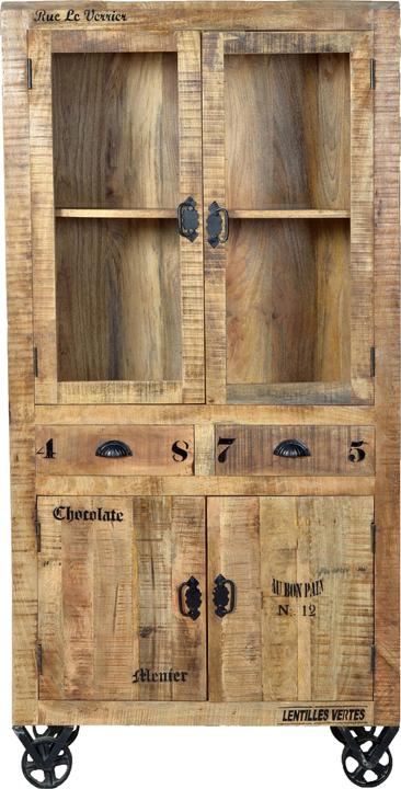 Produktbild SIT Möbel Vitrine Vintage Natural Wood natur antik schwarz (90 x 180 x 40 cm)