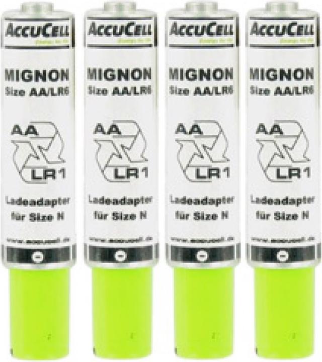 Actual product image AccuCell Lady Charging Adapter for LR1, Size N, Lady Battery Set of 4 (4 pcs., N, Battery + charger)