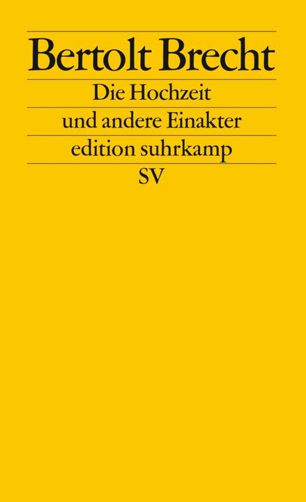 Image du produit Die Hochzeit und andere Einakter (Allemand, Bertolt Brecht, 2002)