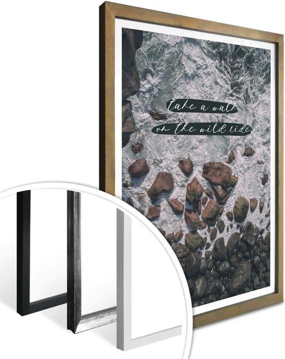 Actual product image Trenddeko Topographic world map - black and white (60 x 80 cm)