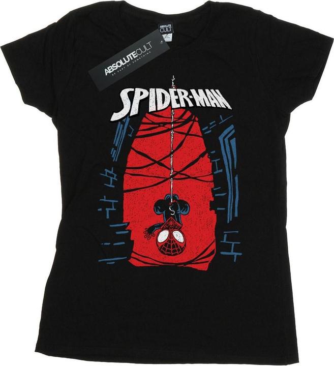 Actual product image Womens/Ladies Spider-Man Hanging Sketch Cotton T-Shirt (XXL)