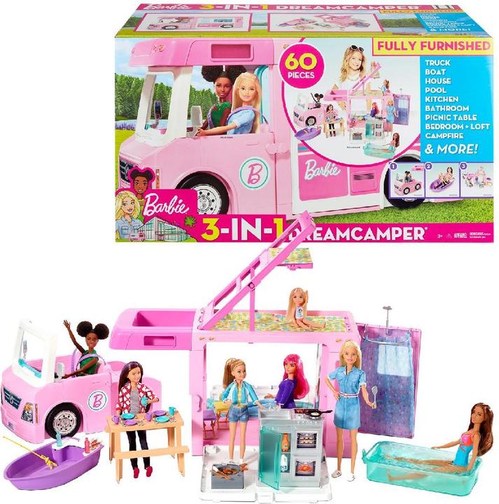 Image du produit Barbie Camping-Car de Rêve 3-en-1 - Véhicule pour Poupée Mannequin - 3 ans et +