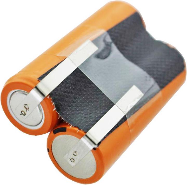 Actual product image Panasonic Battery 2HHR120 for shaver 2.4 volt, with soldering tabs for self-conversion, new: orange instead (1 pcs., 4/5 AA, 1200 mAh)