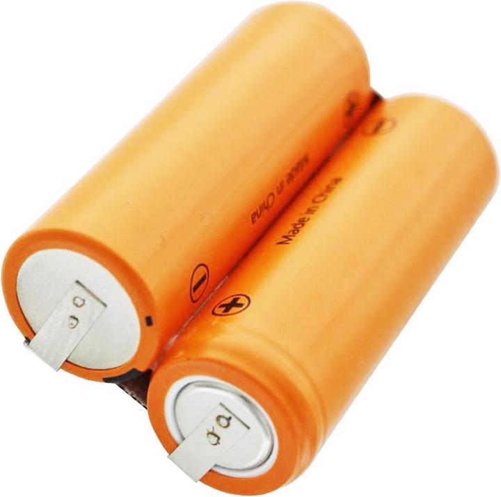Actual product image Panasonic Battery 2HHR120 for shaver 2.4 volt, with soldering tabs for self-conversion, new: orange instead (1 pcs., 4/5 AA, 1200 mAh)