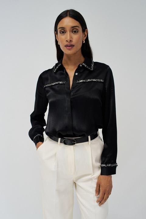 Salsa Jeans Chemise à manches longues Shirt With Ribbon Tweed-Effect (M)
