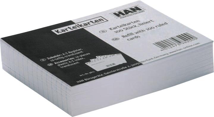 Actual product image Han 100 index cards DIN A8 white lined (A8, 120 g/m², 100 x)