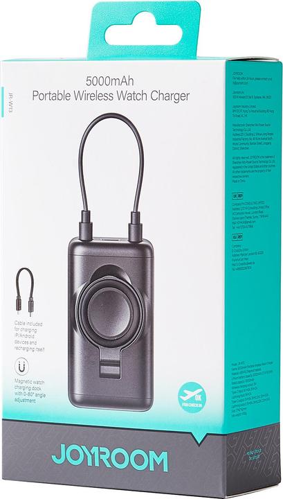 Image du produit Joyroom Chargeur portable 5000 mAh pour appareil mobile et Apple Watch - Noir (5000 mAh, 3 W, 18.50 Wh)