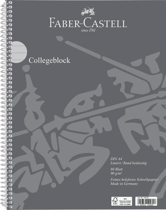 Immagine prodotto Faber-Castell Blocco college a righe DIN A4 Margine esterno (A4, Righe, Copertina morbida)