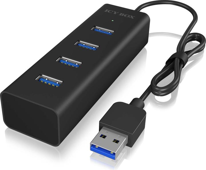 Icy Box ICYBOX IB-HUB1409-U3 Hub USB 3.0 a 4 porte, nero (USB-A, 4 Porti)