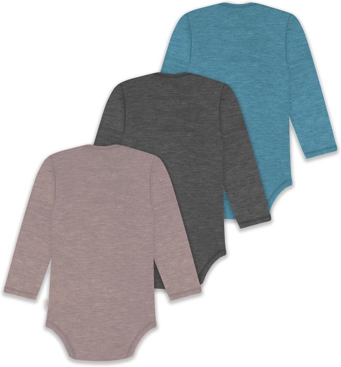 Actual product image Normani 3-pack baby merino bodysuit long sleeve "Auckland" - 9383 (74)