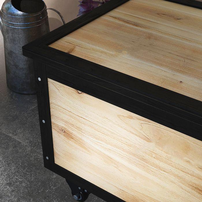 Image du produit Swisshandel24 Coffre de jardin en bois Coffre de rangement 121L Coffre de rangement à roulettes, Résistant aux