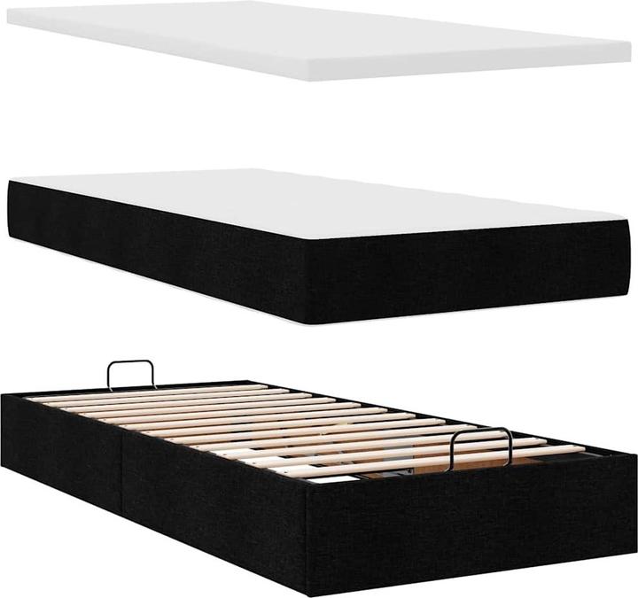 Produktbild VidaXL Ottoman-Bett mit Matratze Schwarz 140x200 cm Stoff (140 x 200 cm)