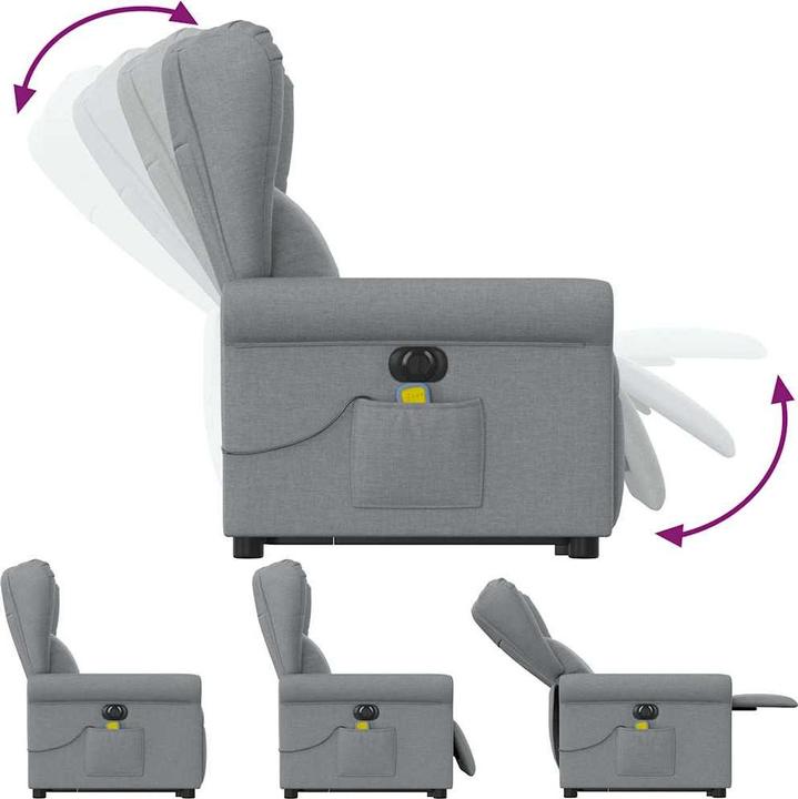 Actual product image VidaXL Electric massage chair with stand-up aid Light grey fabric