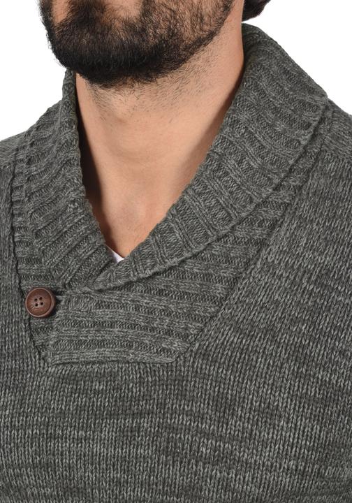 Actual product image Solid Phil Men's Jumper Chunky Knit Pullover With Shawl Collar Made Of 100% Cotton (3XL)