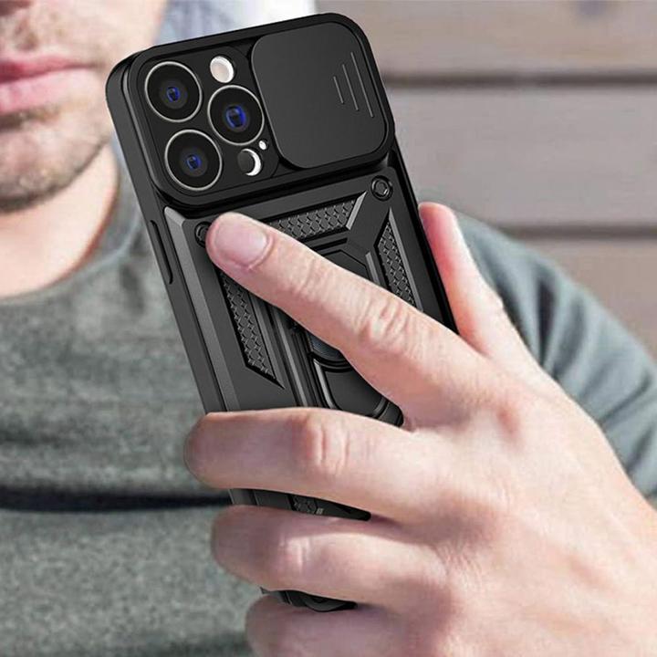 Produktbild Hurtel Hybrid Armor Camshield case for iPhone 13 Pro Max armored case with camera cover blue (Apple iPhone 13 Pro Max)