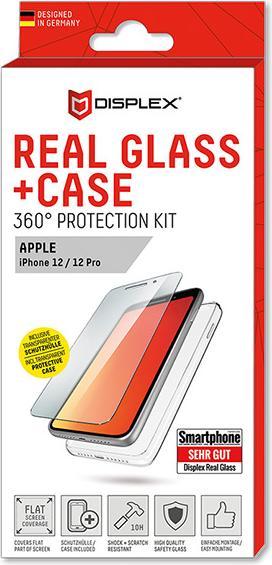 Productafbeelding Displex Real Glass, 2D Panzerglas + Handyhülle (1 Stuk, Apple iPhone 12, Realme 12 Pro+)