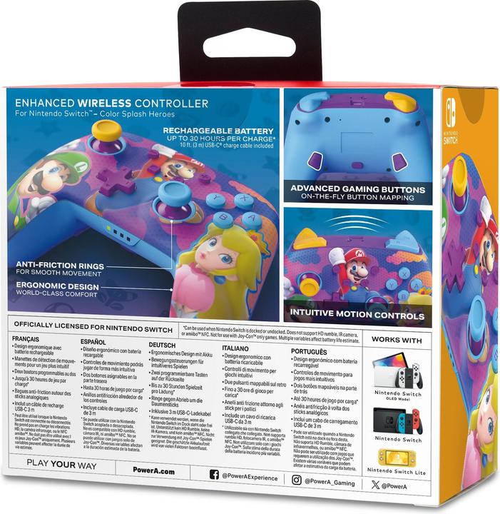 Productafbeelding PowerA Enhanced Wireless Controller - Colour Splash Heroes (Switch, Switch Lite, Switch OLED)