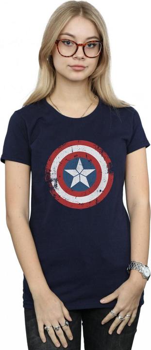 Actual product image Womens/Ladies Captain America Civil War Distressed Shield Cotton T-Shirt (M)