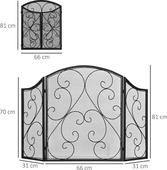 Image du produit Homcom Grille de cheminée avec trois panneaux (66 x 31 x 81 cm)