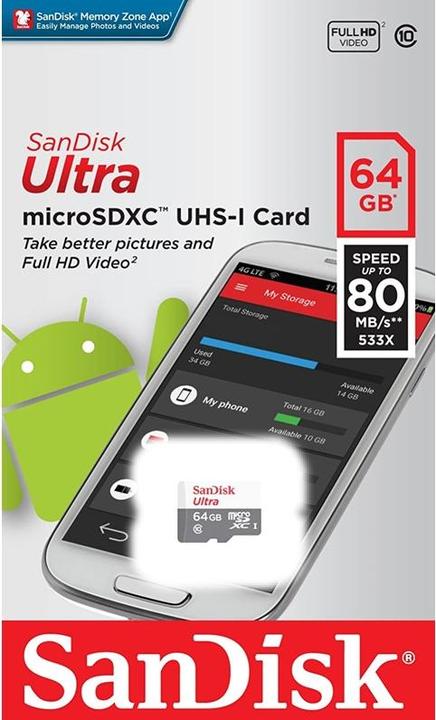 Produktbild SanDisk Ultra Lite microSDXC (64 GB, microSDXC, U1, UHS-I)