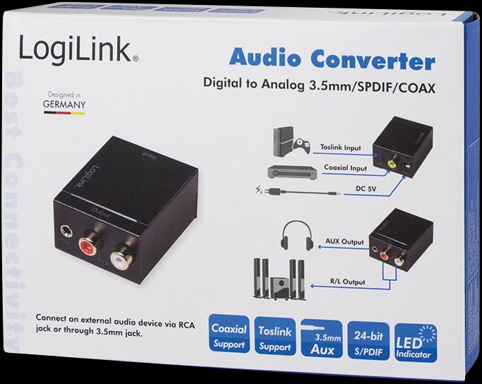 Actual product image LogiLink Coaxial and Toslink Adapter (Digital -> Analog)