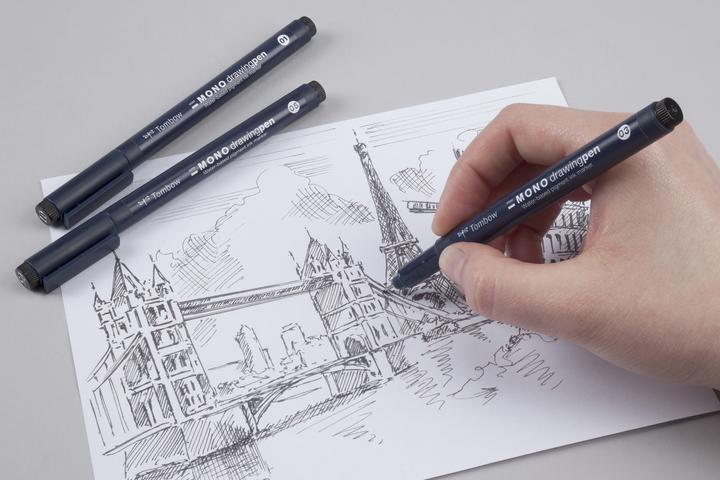 Actual product image Tombow Mono - drawing pen (Black, 3 x)