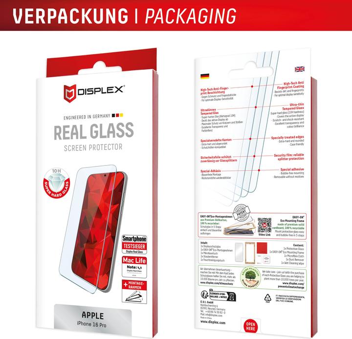 Image du produit Displex Real Glass, 2D Panzerglas (1 pièce(s), Apple iPhone 16 Pro)