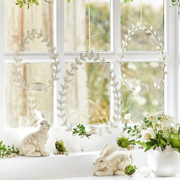 Image du produit Loberon Set de 3 photophores suspendus Guelph blanc antique (3 x, B, H)