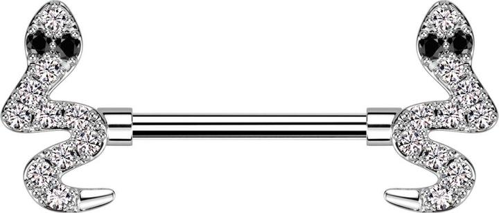 Produktbild Star Piercing Barbell silber Schlange Kristalle silber (Chirurgenstahl 316L, Messing)