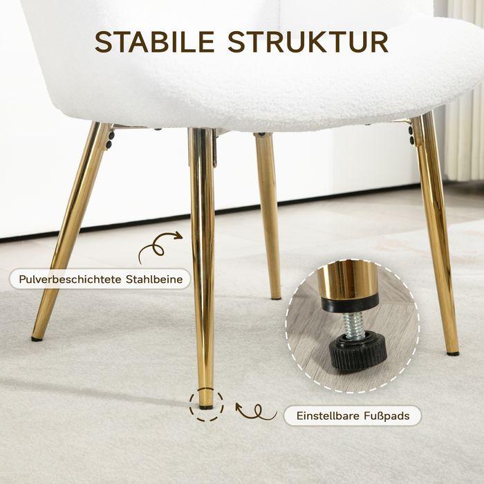 Immagine prodotto Swisshandel24 Ohrensessel mit Hocker, Sessel mit Sherpa-Bezug, Hohe Rückenlehne, Weiss
