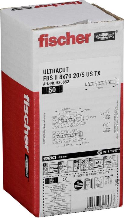 Actual product image Fischer Ultracut FBS II 8x70 20/5 US TX (50 pcs.)