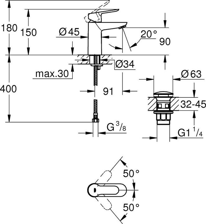 Immagine prodotto Grohe Miscelatore per lavabo Start Edge 23580000 cromo incl. set di scarico