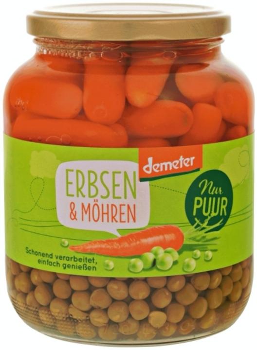 Nur PUUR Erbsen & Möhren (Glas) ATG 420g (680 g)