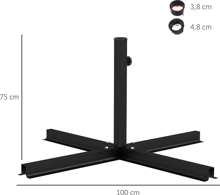 Produktbild Outsunny Schirmständer Kreuzfuss für Durchmesser von 32 - 48 mm