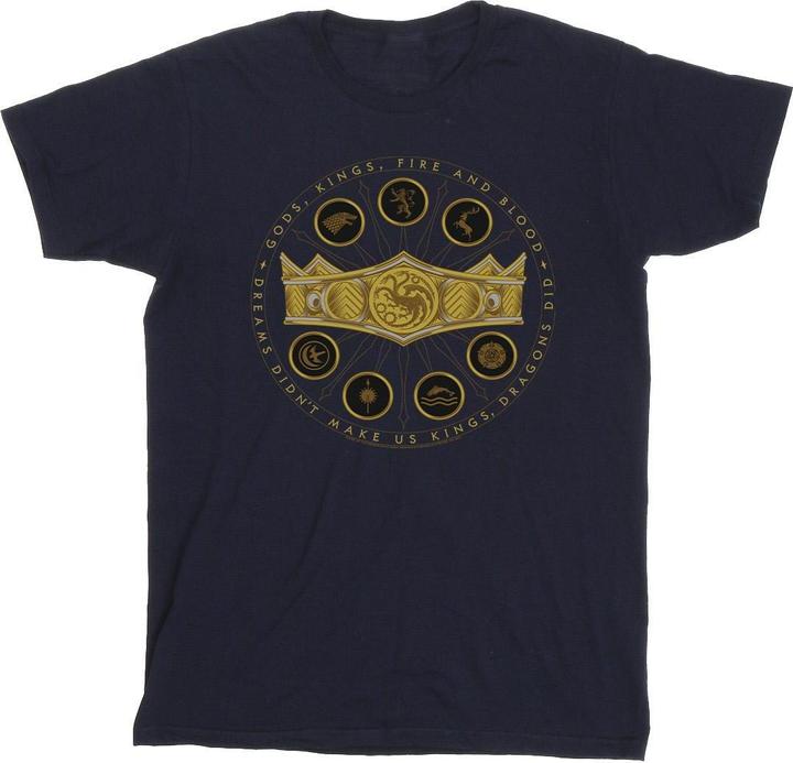 Actual product image Game of Thrones Mens Gods Kings Fire And Blood T-Shirt (4XL)