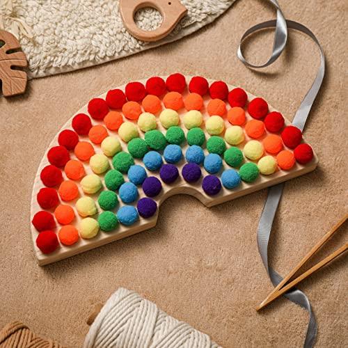 Produktbild Activity Board Holz Peg Board Perlen Spiel Perlen Spiel Rainbow Ball Elimination Spiel Spielzeug Farbe
