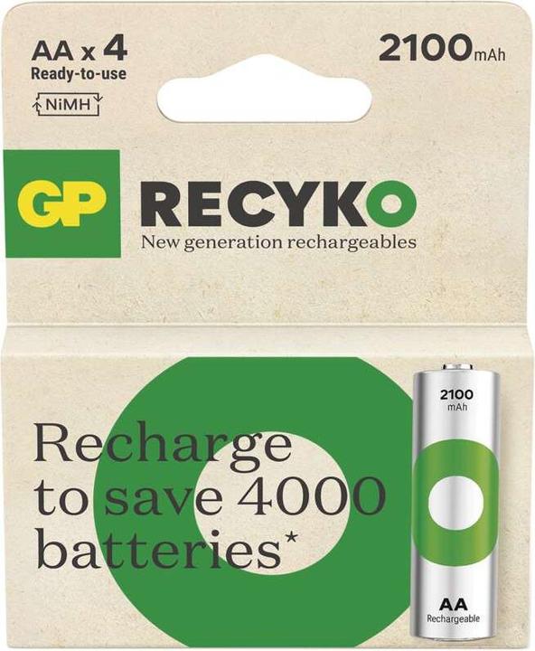 Produktbild GP Batteries GP Nab??jec?? bat. ReCyko 2100 AA (HR6) - 4ks (4 Stk., AA, 100 mAh)