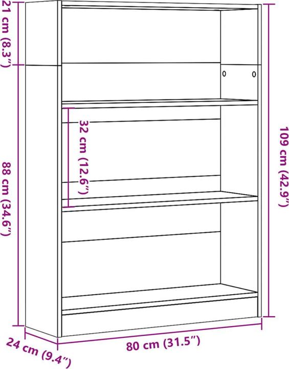 Immagine prodotto VidaXL Bücherregal (80 x 24 x 109 cm)