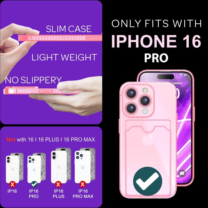 Immagine prodotto Nalia Portacarte trasparente in silicone trasparente al neon (Apple iPhone 16 Pro)