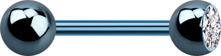 Image du produit Star Piercing Barbell bleu clair avec boule et cristal boule argenté (Titane G23, sans laiton)