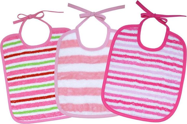 Bib tie bib 3-pack - Stripes Pink Pink