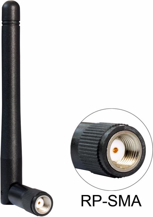 Actual product image Delock WLAN antenna 2.4Ghz, 10.8cm tilt joint, rotatable, 2dBi (Wi-Fi)